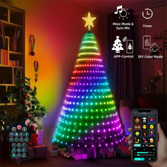 Christmas Tree LED Lights 400LEDs Smart RGB LED String Lights Holiday Decoration for Indoor Outdoor Tree APP/Remote Control